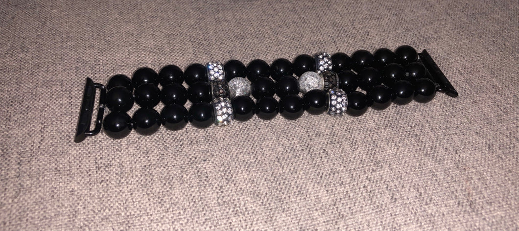 Black Beads Watch Band